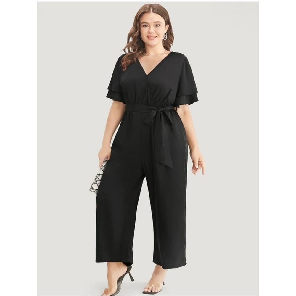 BloomChic Faux Wrap Jumpsuit – Size 1X – Black - NWT